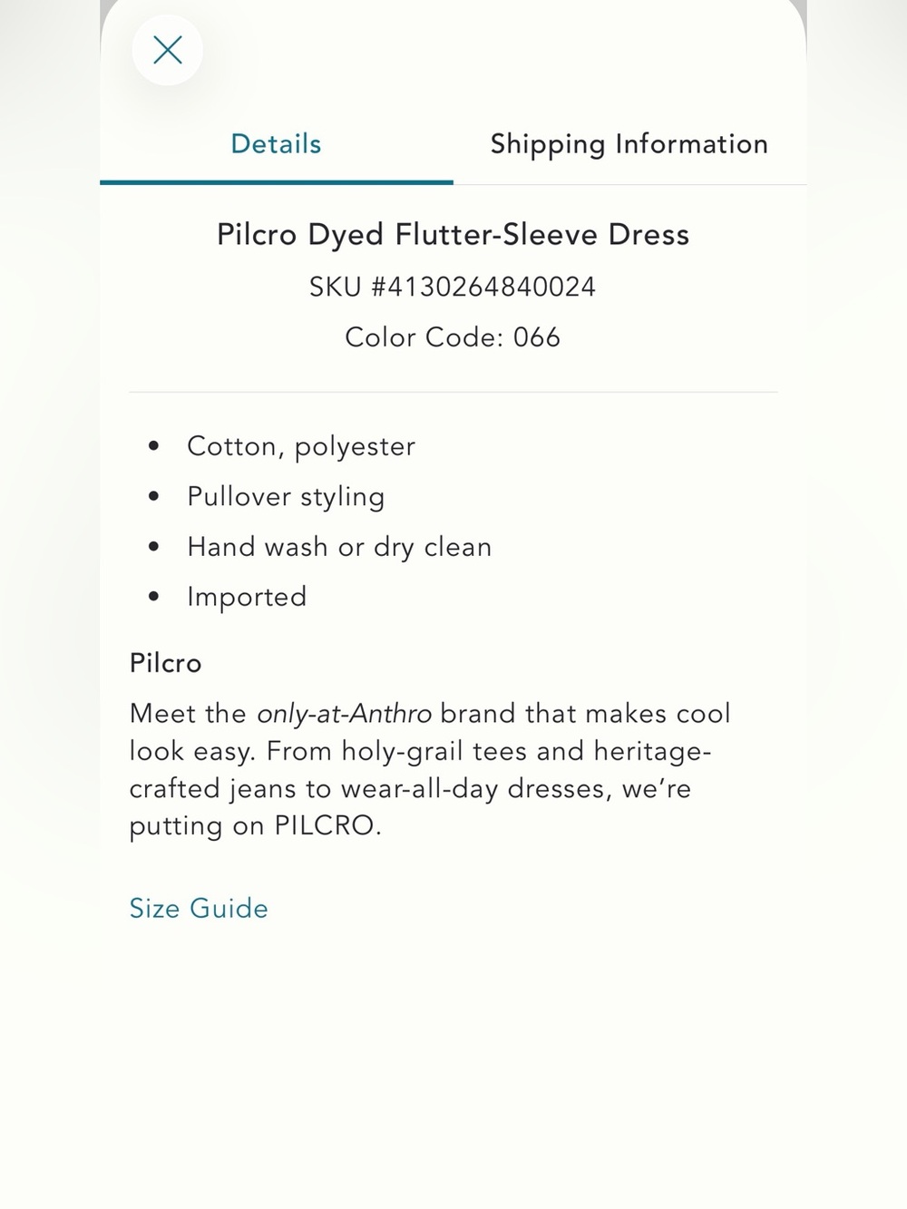 Anthropologie Pilcro Dyed Flutter-Sleeve Dress Dress M NWOT - Picture 4 of 7